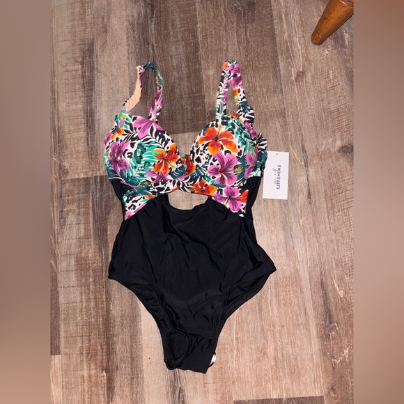 Swimsuits For All Other - NWT Swimsuits For All Floral Black One Piece